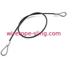 黒いポリ塩化ビニール ワイヤー ロープの添え金の吊り鎖、ループが付いている3000mmの長さケーブルの吊り鎖