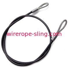 黒いポリ塩化ビニール ワイヤー ロープの添え金の吊り鎖、ループが付いている3000mmの長さケーブルの吊り鎖