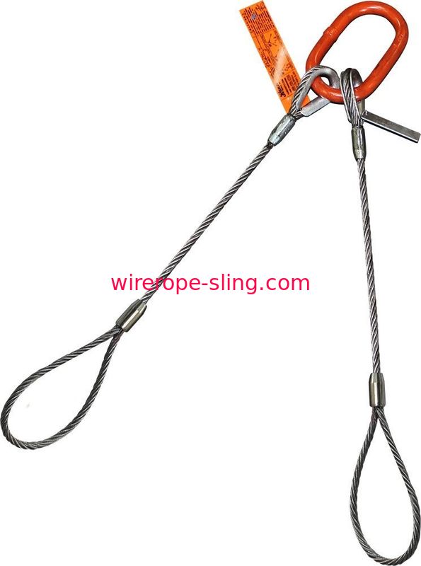 2本の足ワイヤー ロープの吊り鎖のフランダースのループは頑丈な上の指ぬきの細長いマスター リンクを終えます