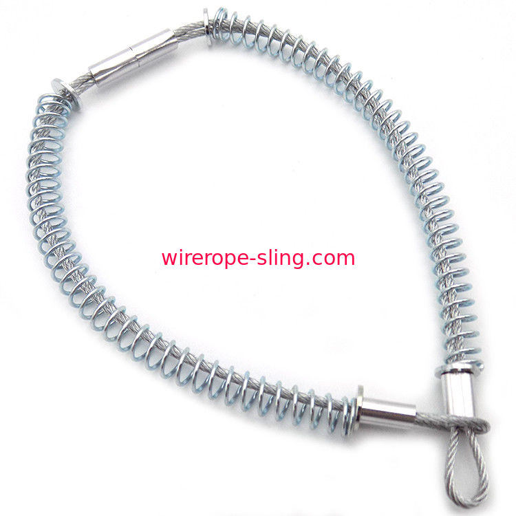 ステンレス製ワイヤー ロープの吊り鎖の鞭の点検の安全ケーブルを通した10mmのばね
