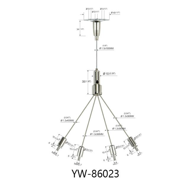 エーrt Cable Hanging Systems Four Legs Screw Clip Brass Plated Nickel 1.5mm Dia YW86023 0