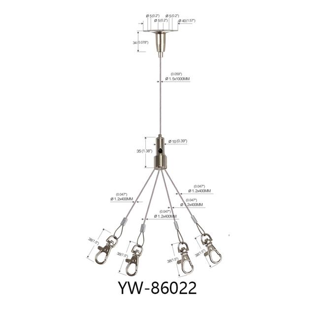 Four Legs With Lobster Clip エーrt Cable Hanging System Brass 1000mm Length YW86022 0