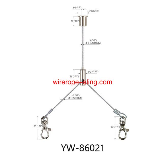 Yタイプのニッケルメッキ真鍮のアートケーブル吊り下げと画像サスペンションハンギングキットYW 86021