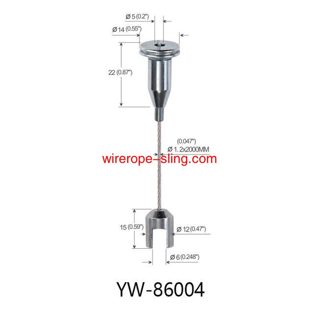 照明器具YW 86002のためのフレキシブルサイズワイヤーロープ吊りシステム