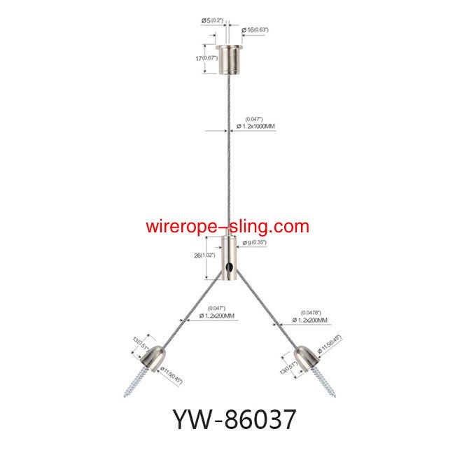 Yフィットワイヤーロープケーブル吊りキットは、LEDパネルライトYW 86035用銅メッキニッケル