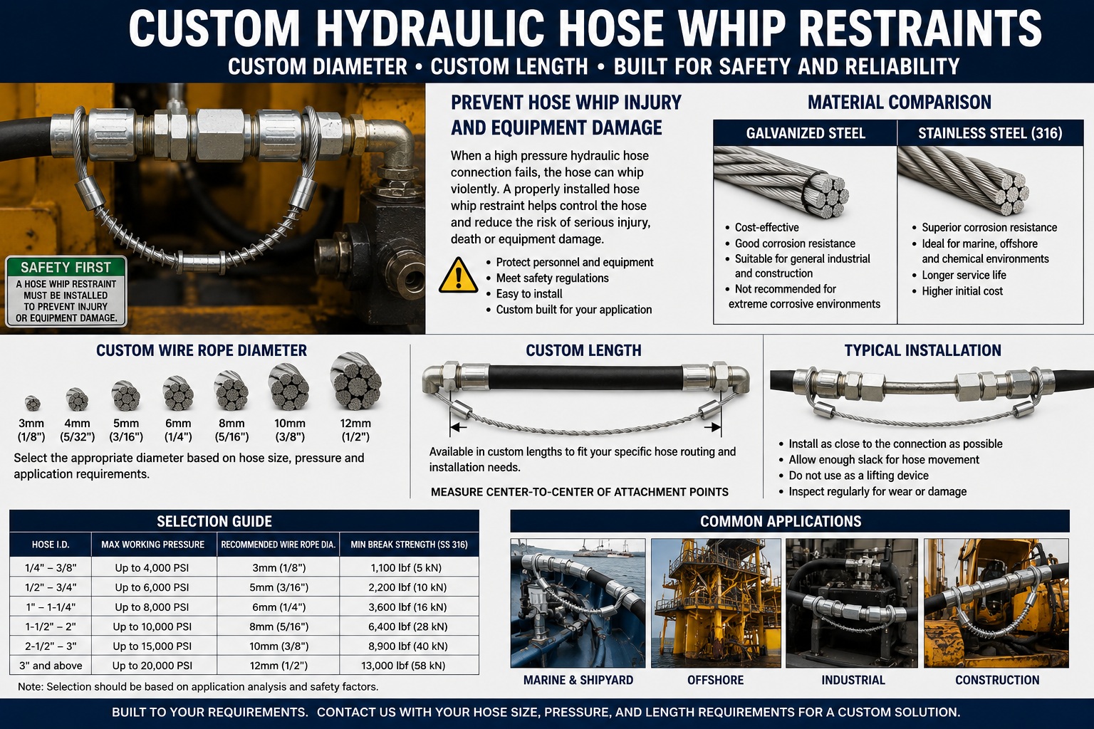 Custom length 油圧ホースの振れ止め装置 for high pressure hose connection Custom length 油圧ホースの振れ止め装置 for high pressure hose connection