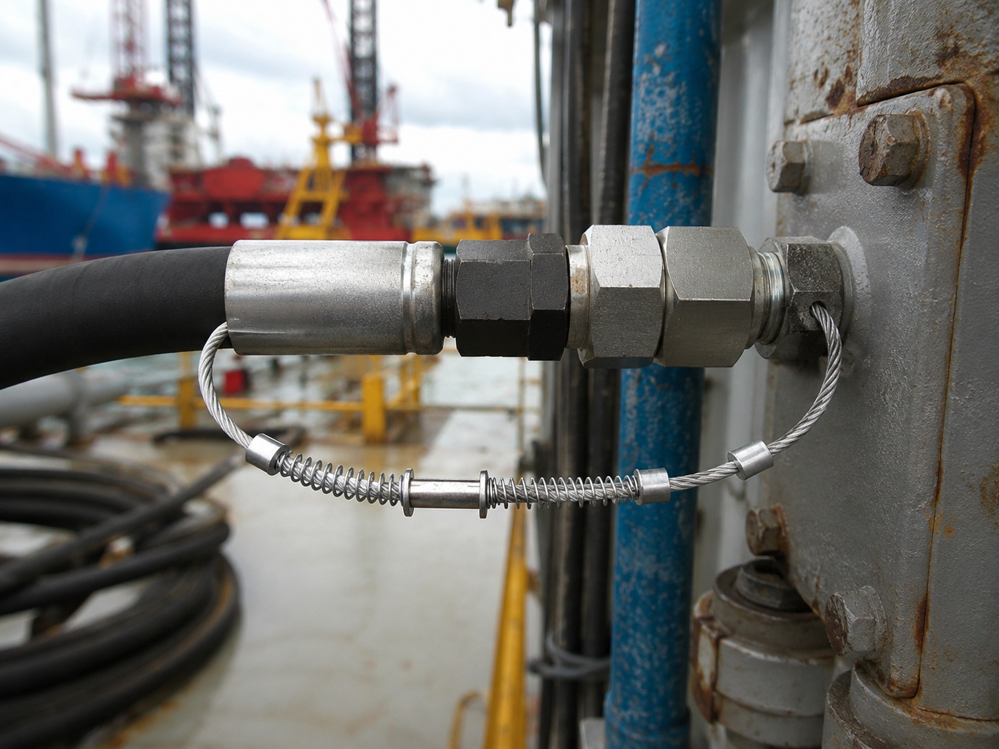 Stainless steel high pressure hose restraint for marine and offshore equipment Stainless steel high pressure hose restraint for marine and offshore equipment
